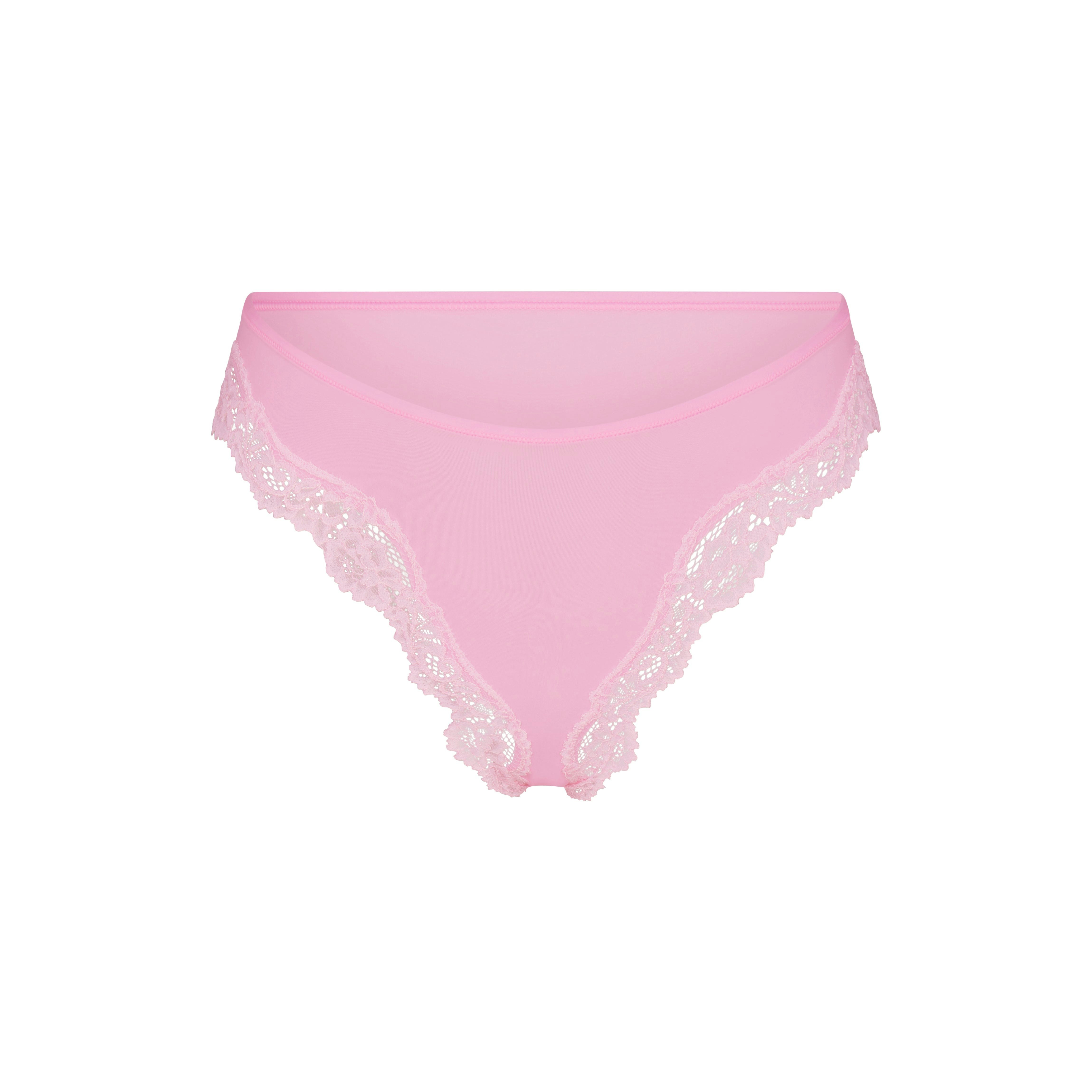 FITS EVERYBODY LACE TANGA | BUBBLEGUM TONAL FLAT ON A WHITE BACKGROUND @ | FLT