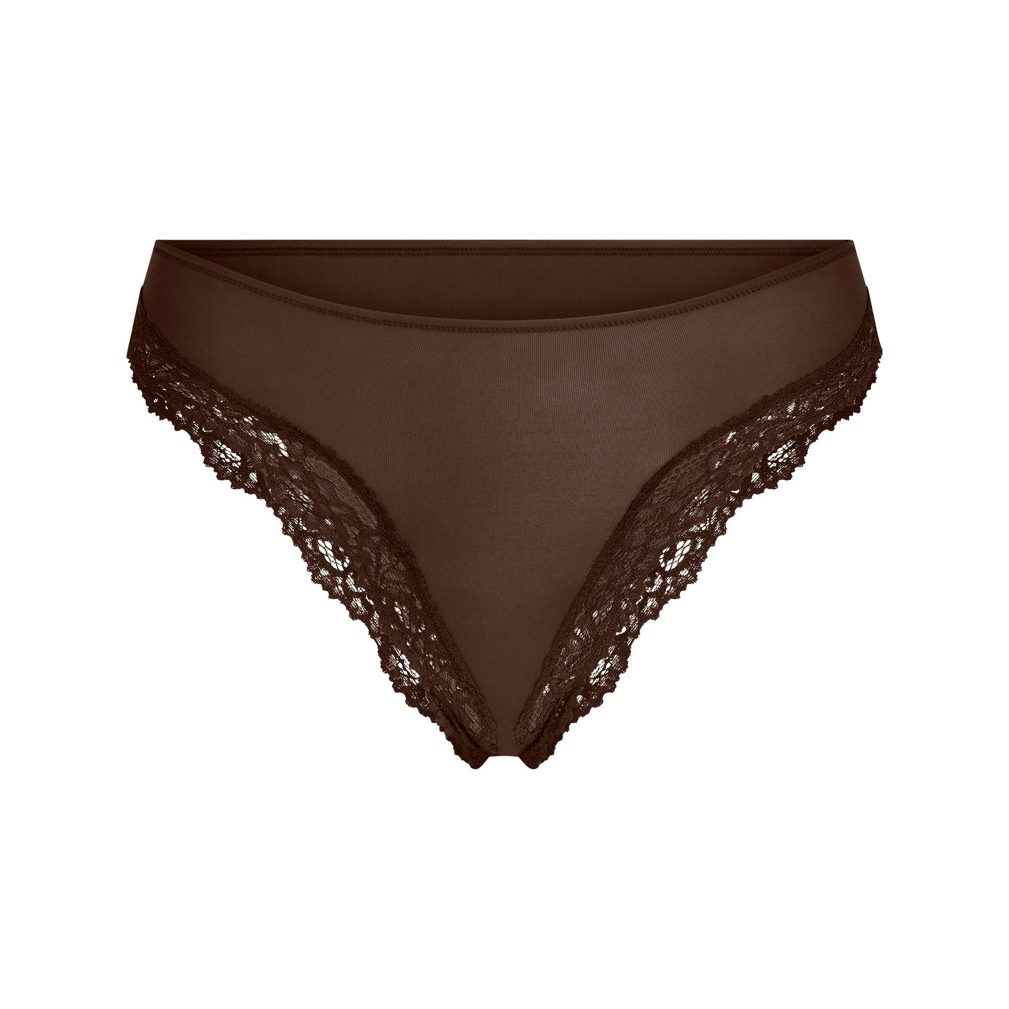 FITS EVERYBODY LACE TANGA | ESPRESSO FLAT ON A WHITE BACKGROUND | FLT