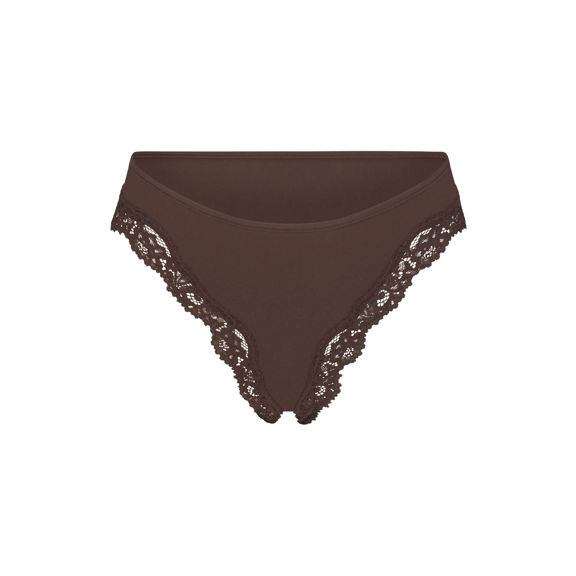 FITS EVERYBODY LACE TANGA | ESPRESSO FLAT ON A WHITE BACKGROUND | FLT