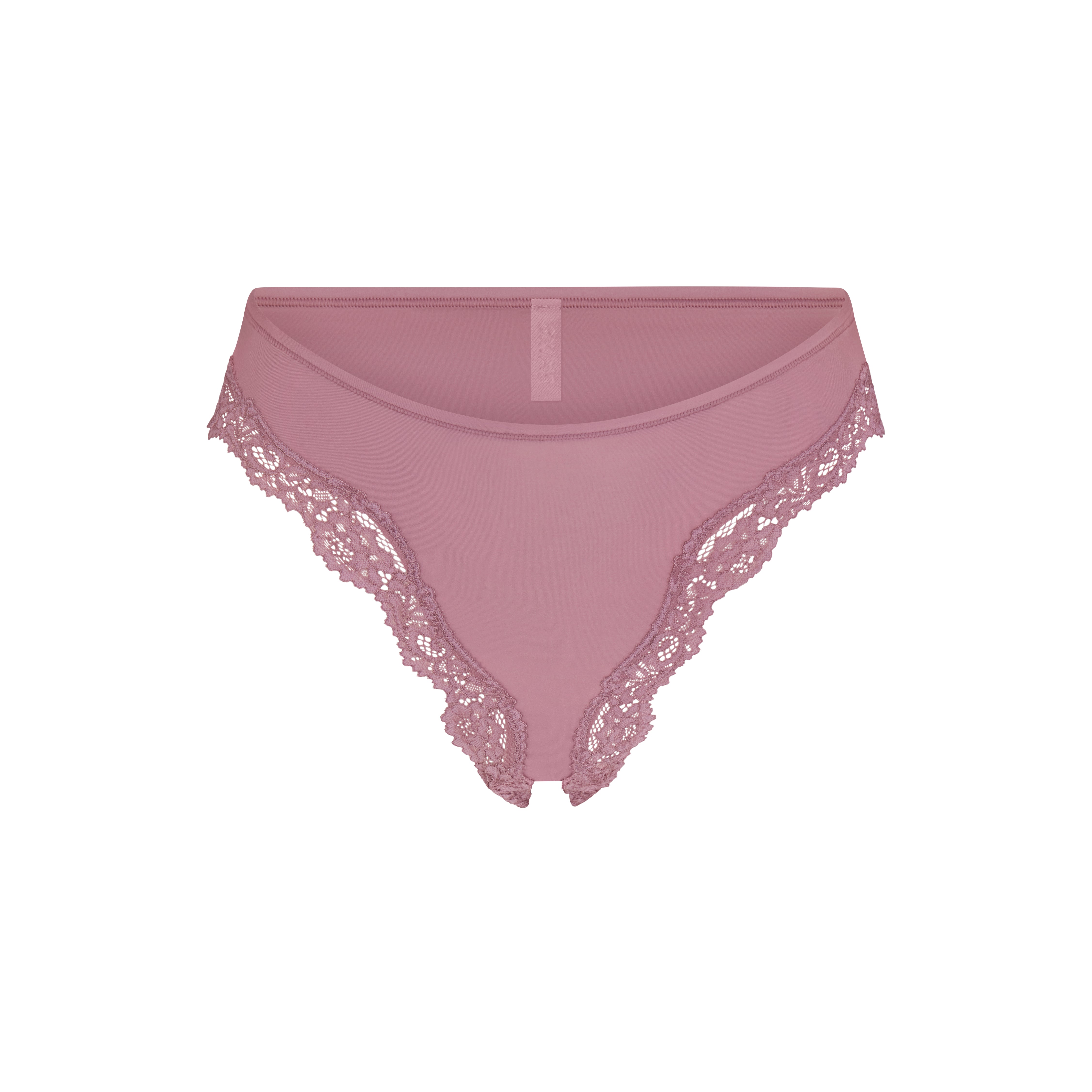 FITS EVERYBODY LACE TANGA | MUTED MAUVE FLAT ON A WHITE BACKGROUND | FLT
