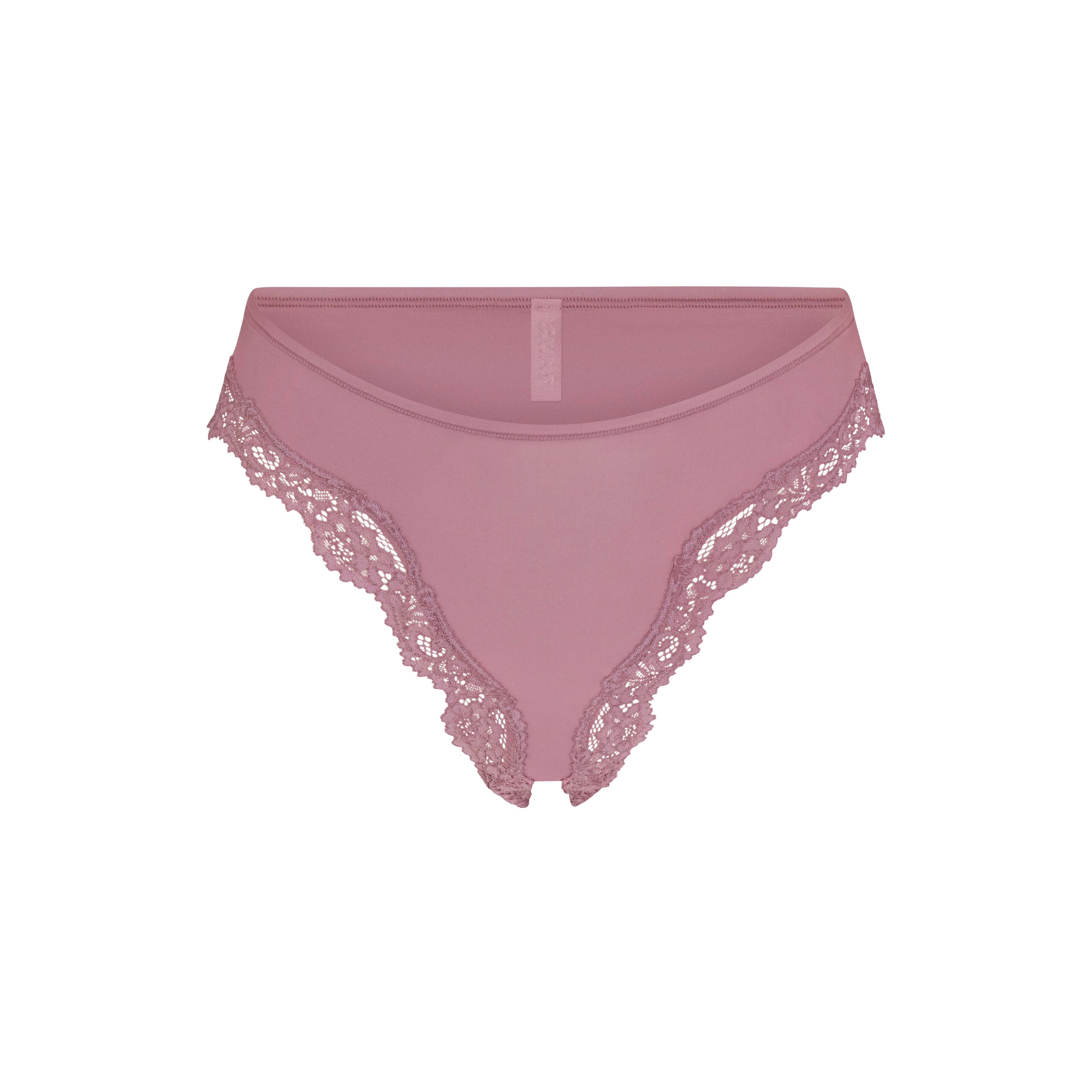 FITS EVERYBODY LACE TANGA | MUTED MAUVE FLAT ON A WHITE BACKGROUND | FLT