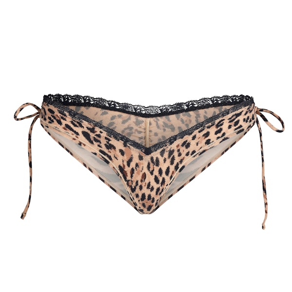 FITS EVERYBODY LACE MICRO TANGA | SIENNA JAGUAR PRINT FLAT ON A WHITE BACKGROUND | FLT