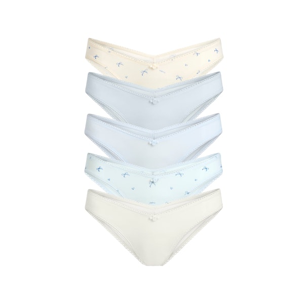 FITS EVERYBODY PICOT TANGA 5-PACK | BLUE QUARTZ MULTI FLAT ON A WHITE BACKGROUND | FLT