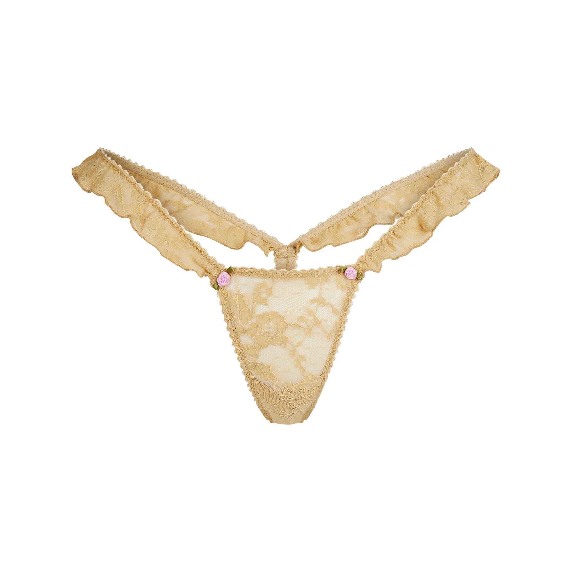 STRETCH LACE BUTTERFLY THONG | DELTA FLAT ON A WHITE BACKGROUND | FLT