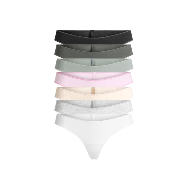 LIGHTWEIGHT COTTON THONG 7-PACK | SNOW MINERAL MULTI FLAT ON A WHITE BACKGROUND | FLT