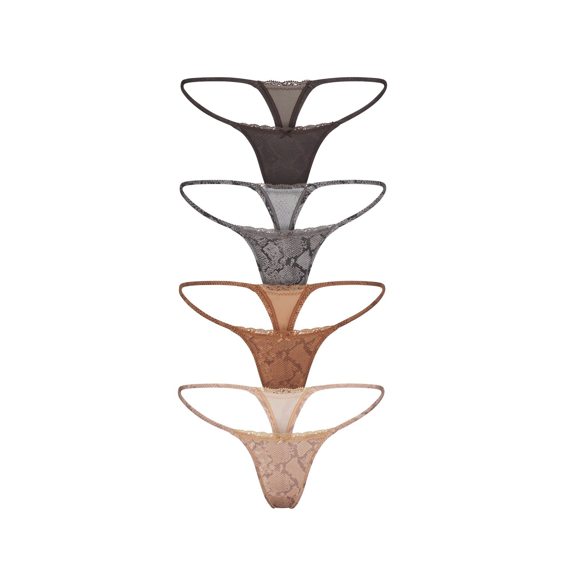 FITS EVERYBODY LACE STRING THONG 4-PACK | JASPER SNAKE MULTI FLAT ON A WHITE BACKGROUND | FLT @ | FOCUS: 0.0, 1.0, 0.9