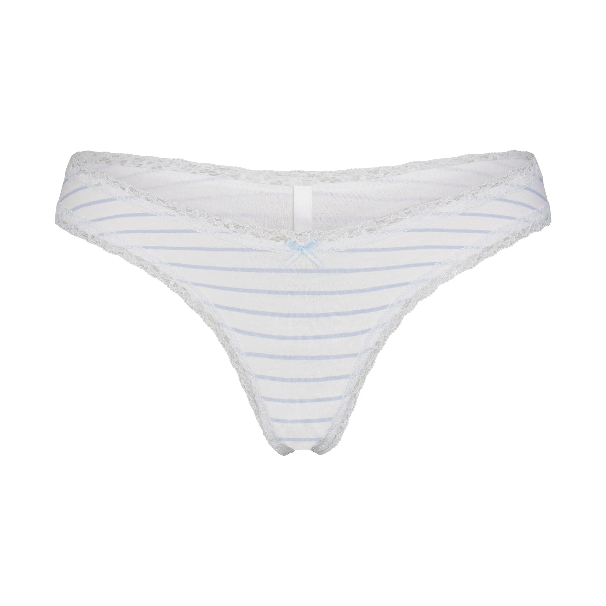 LIGHTWEIGHT COTTON LACE THONG | AIRSPACE LAGUNA STRIPE FLAT ON A WHITE BACKGROUND | FLT