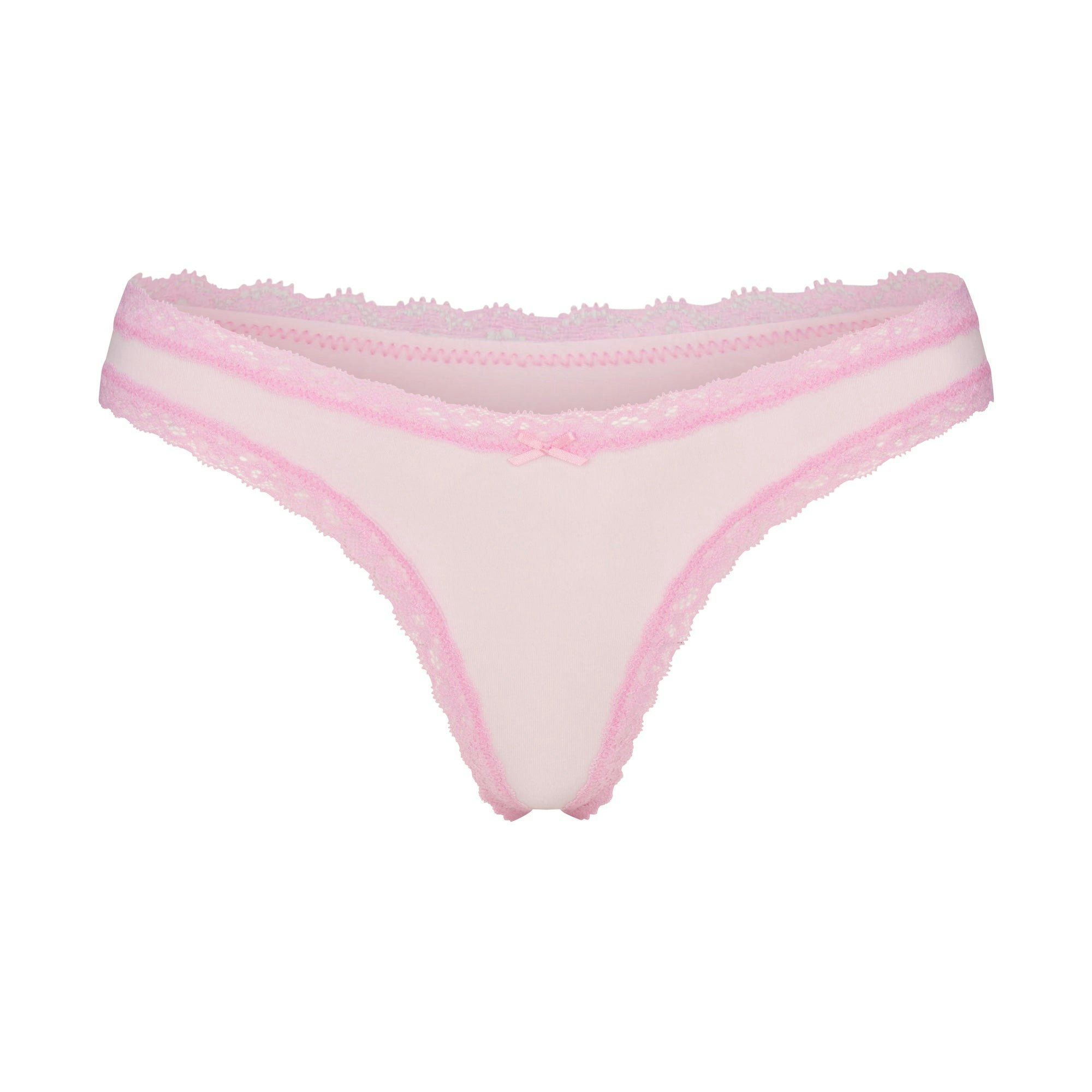 LIGHTWEIGHT COTTON LACE THONG | CHERRY BLOSSOM FLAT ON A WHITE BACKGROUND | FLT