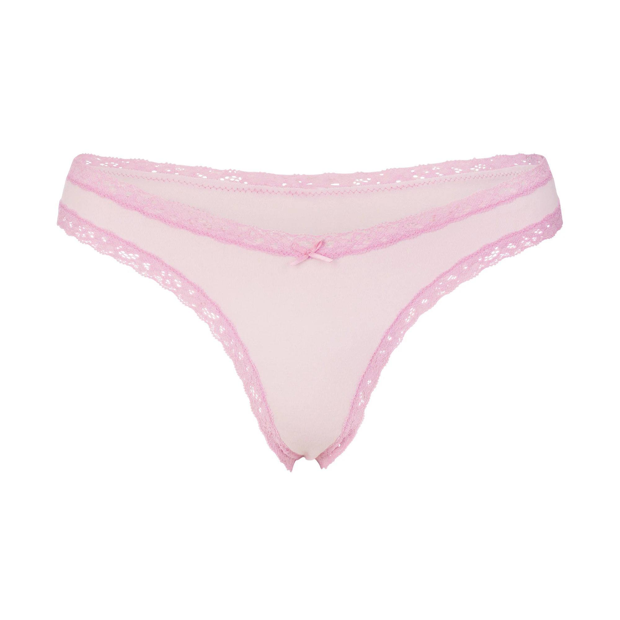 LIGHTWEIGHT COTTON LACE THONG | CHERRY BLOSSOM FLAT ON A WHITE BACKGROUND | FLT