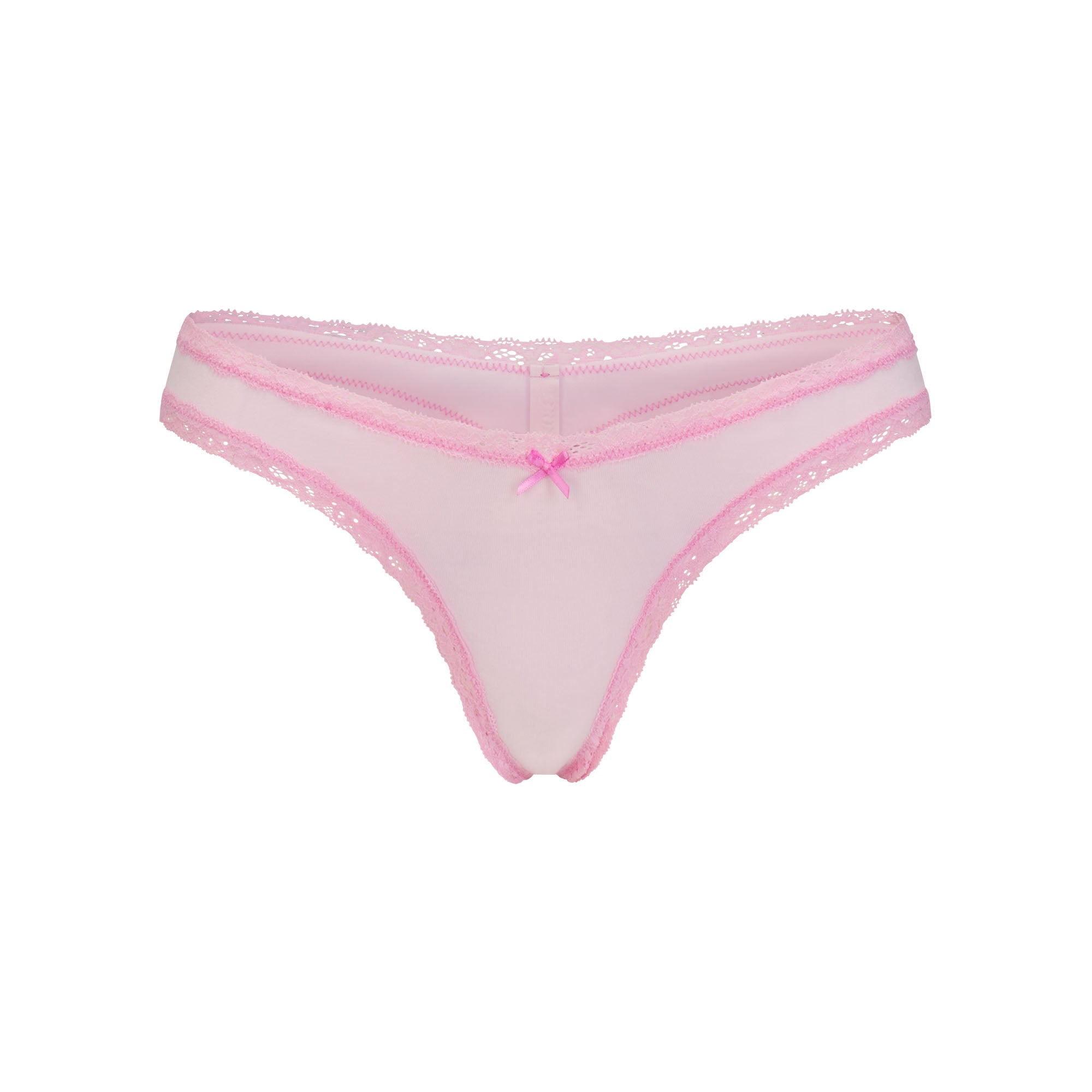 LIGHTWEIGHT COTTON LACE THONG | CHERRY BLOSSOM FLAT ON A WHITE BACKGROUND | FLT