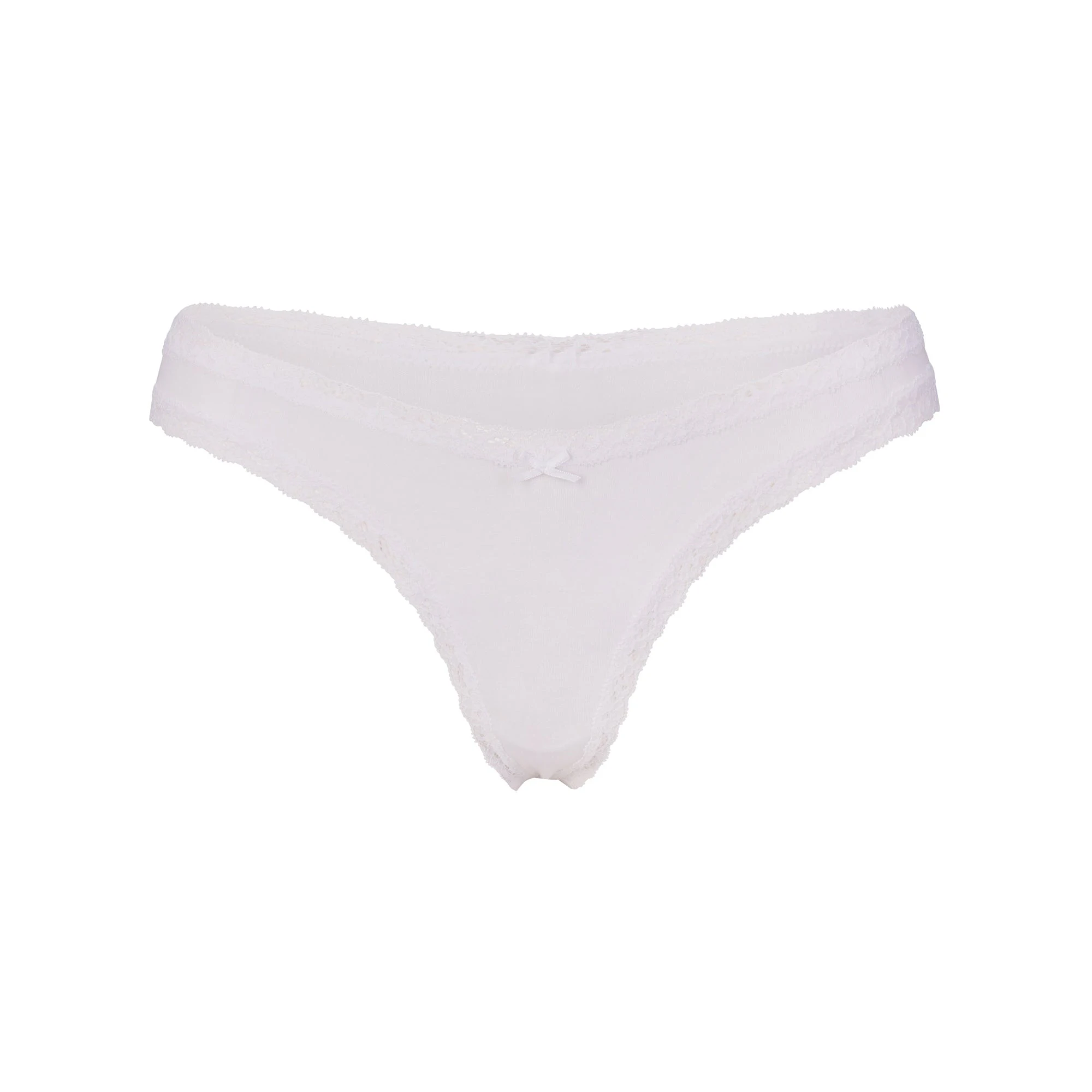 LIGHTWEIGHT COTTON LACE THONG | SNOW FLAT ON A WHITE BACKGROUND | FLT