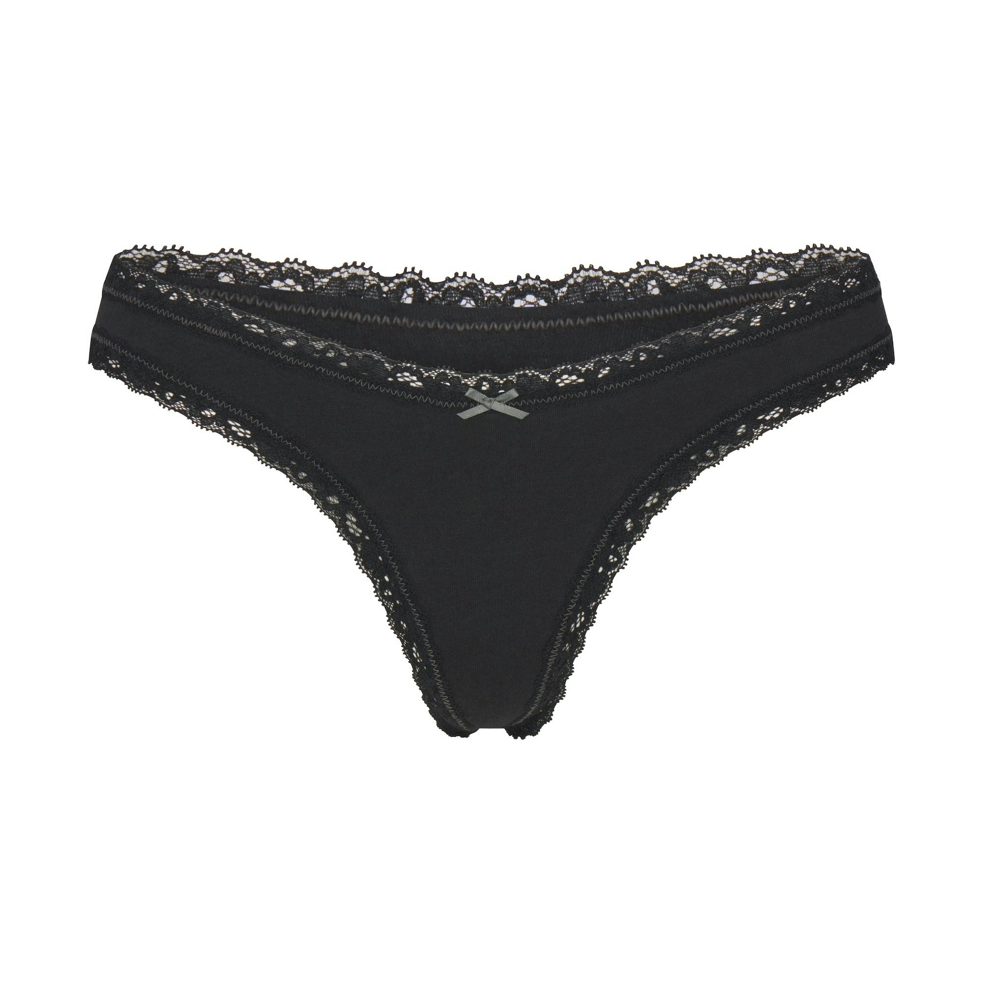 LIGHTWEIGHT COTTON LACE THONG | SOOT FLAT ON A WHITE BACKGROUND | FLT