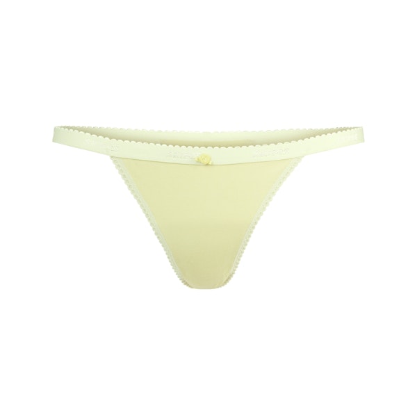 LIGHTWEIGHT COTTON LOGO PICOT THONG | CITRON FLAT ON A WHITE BACKGROUND | FLT