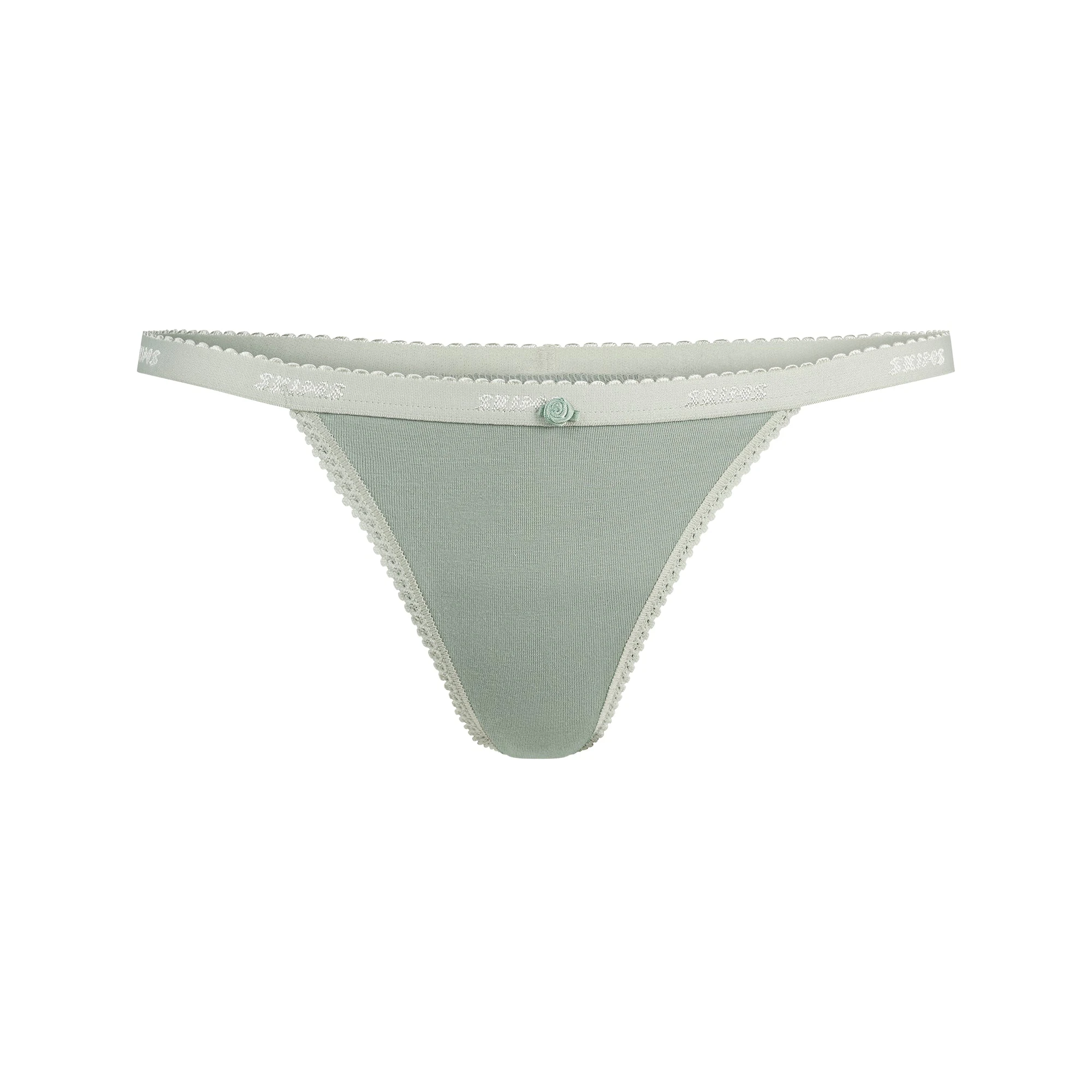 LIGHTWEIGHT COTTON LOGO PICOT THONG | MINERAL FLAT ON A WHITE BACKGROUND | FLT