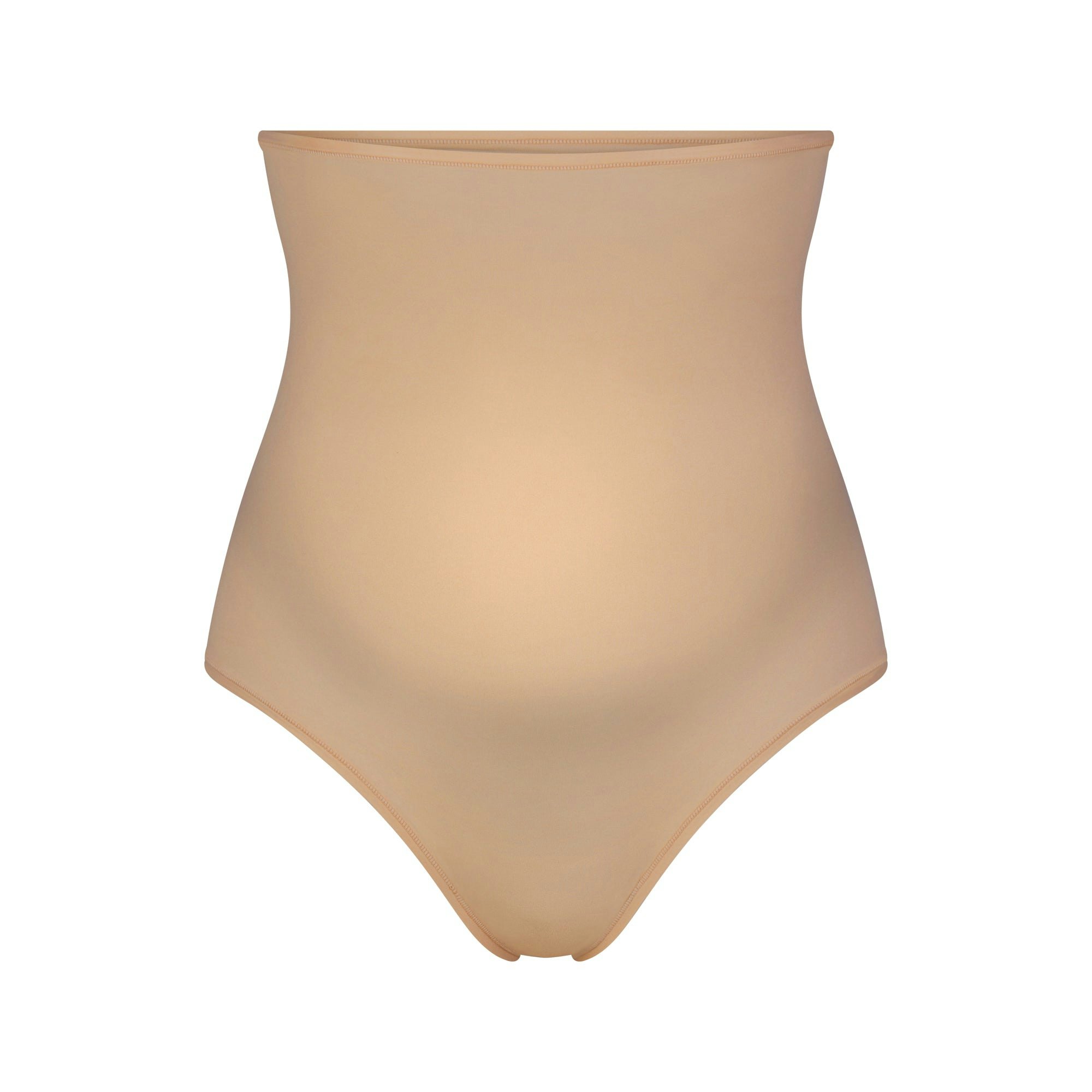 FITS EVERYBODY MATERNITY HIGH-WAISTED THONG | CLAY (MATERNITY PANTIES) LAYS FLAT ON A WHITE BACKGROUND | FLT