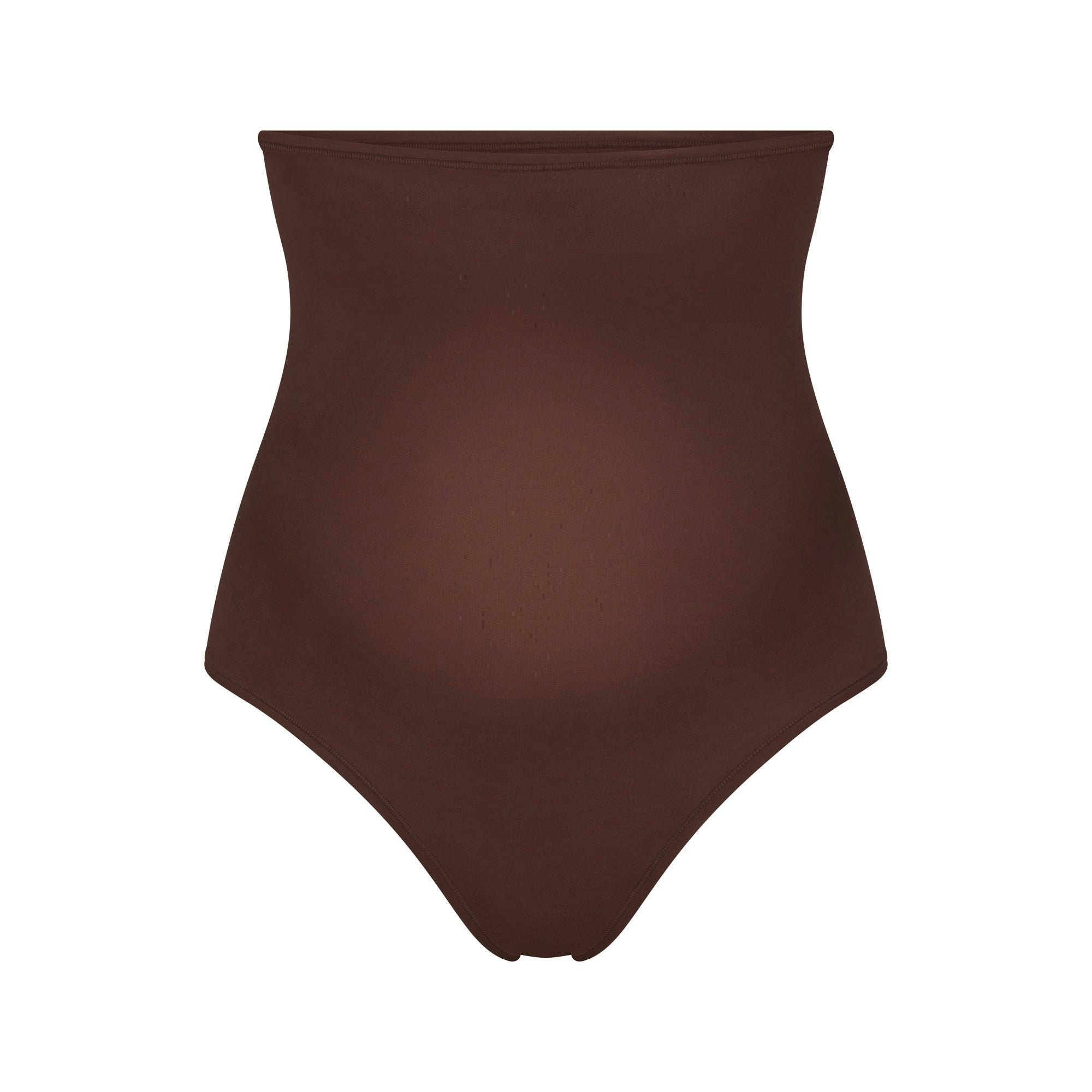 FITS EVERYBODY MATERNITY HIGH-WAISTED THONG | COCOA (MATERNITY PANTIES) LAYS FLAT ON A WHITE BACKGROUND | FLT