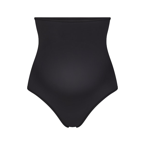 FITS EVERYBODY MATERNITY HIGH-WAISTED THONG | ONYX (MATERNITY PANTIES) LAYS FLAT ON A WHITE BACKGROUND | FLT