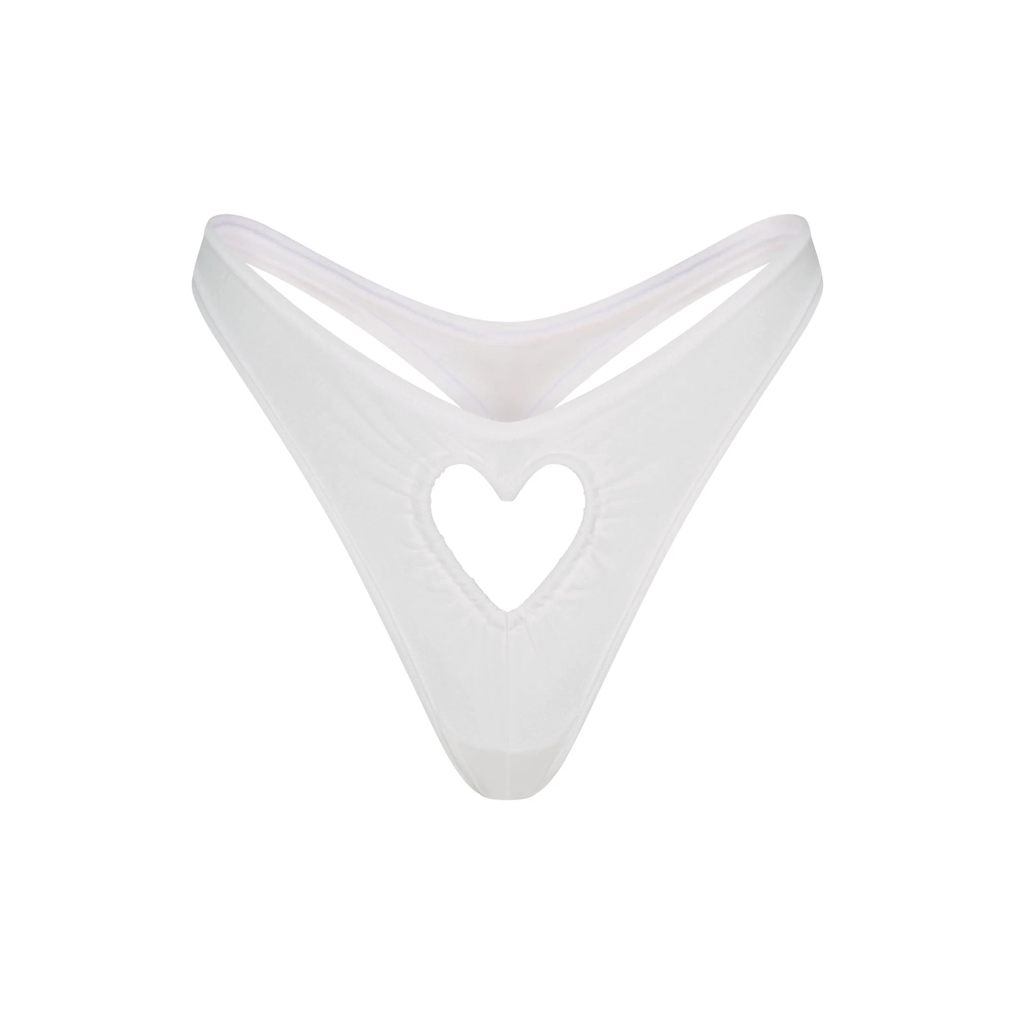 COTTON JERSEY HEART DIPPED THONG | SNOW FLAT ON A WHITE BACKGROUND | FLT