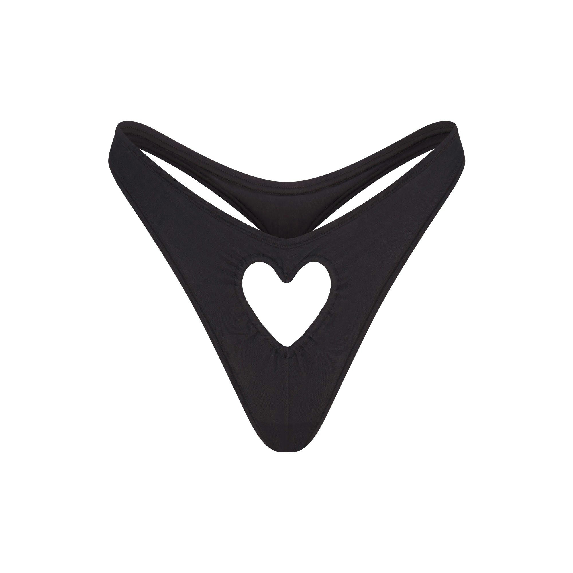 COTTON JERSEY HEART DIPPED THONG | SOOT FLAT ON A WHITE BACKGROUND | FLT
