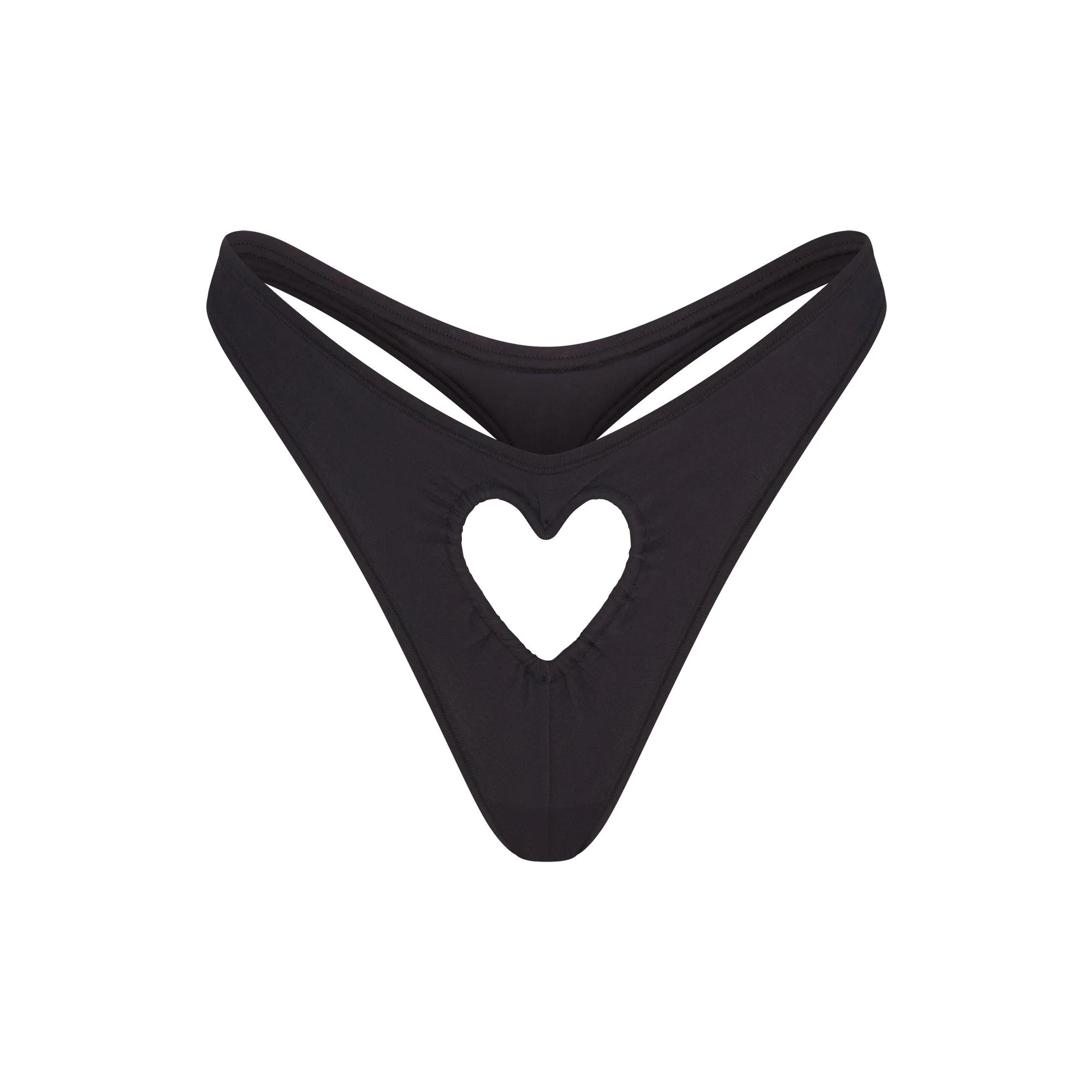 COTTON JERSEY HEART DIPPED THONG | SOOT FLAT ON A WHITE BACKGROUND | FLT