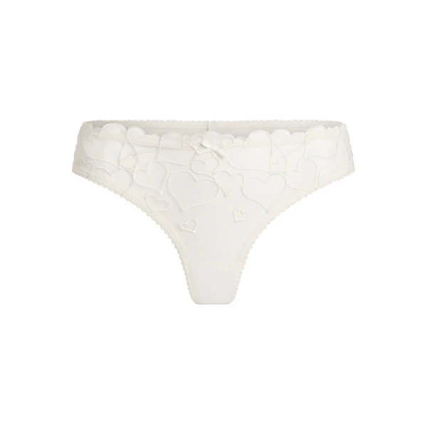 EMBROIDERED TULLE THONG | MARBLE FLAT ON A WHITE BACKGROUND | FLT