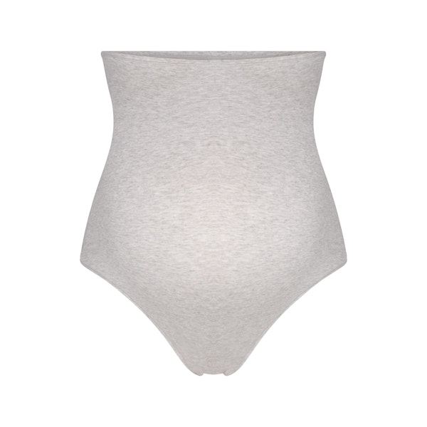 COTTON JERSEY MATERNITY HIGH-WAISTED THONG | LIGHT HEATHER GREY FLAT ON A WHITE BACKGROUND | FLT