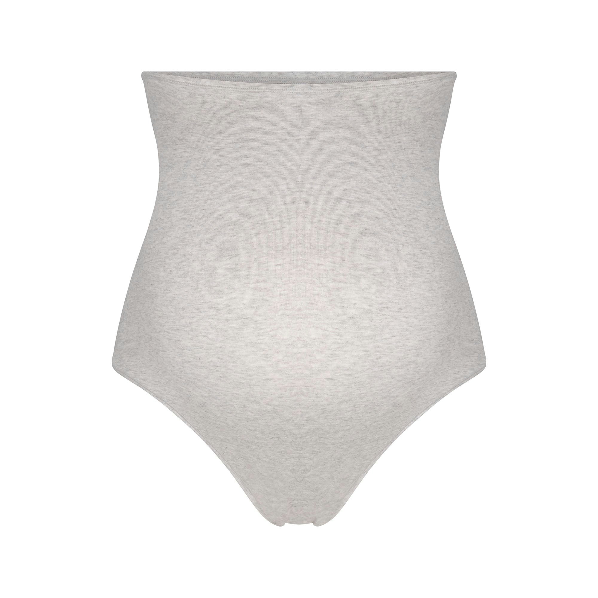 COTTON JERSEY MATERNITY HIGH-WAISTED THONG | LIGHT HEATHER GREY FLAT ON A WHITE BACKGROUND | FLT