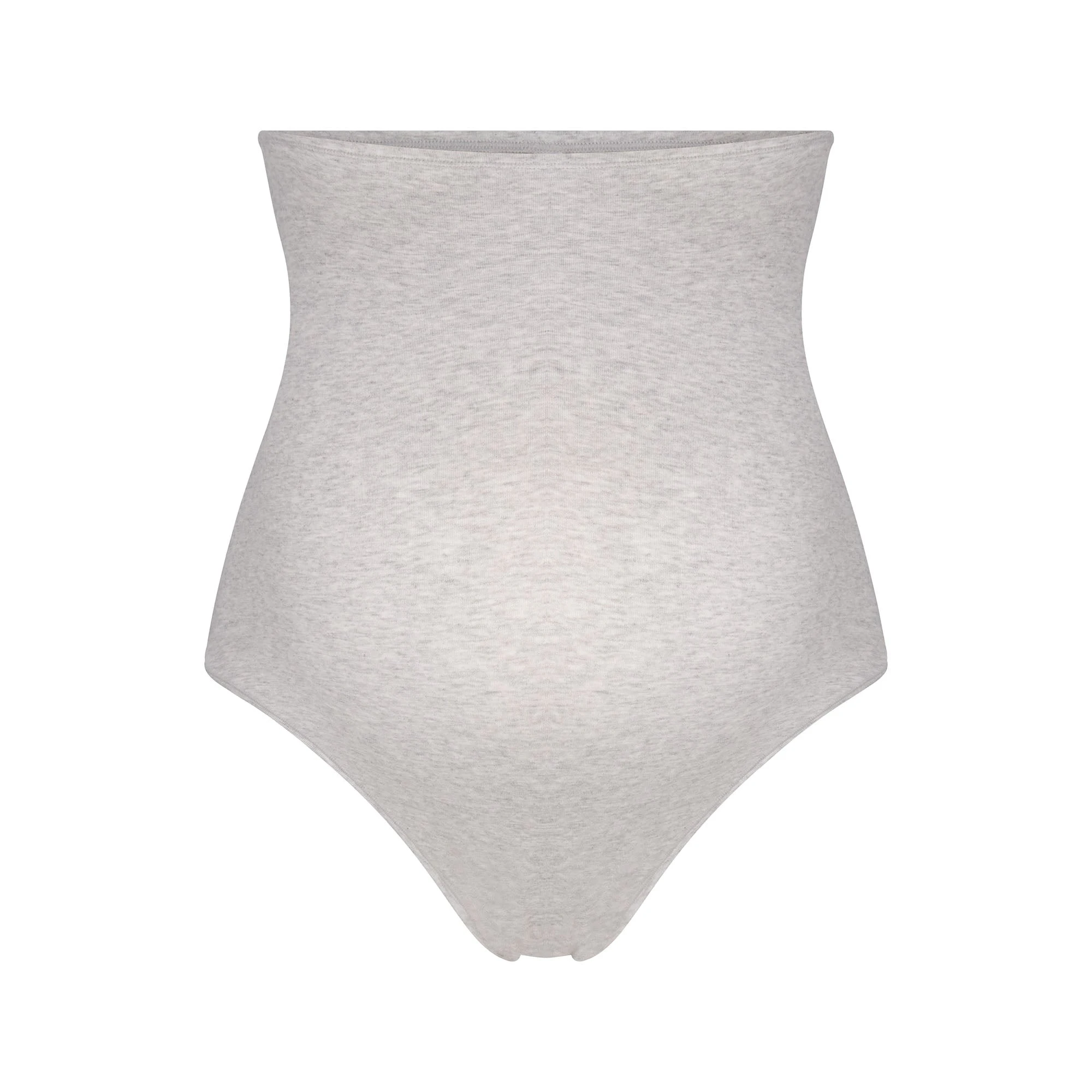 COTTON JERSEY MATERNITY HIGH-WAISTED THONG | LIGHT HEATHER GREY FLAT ON A WHITE BACKGROUND | FLT