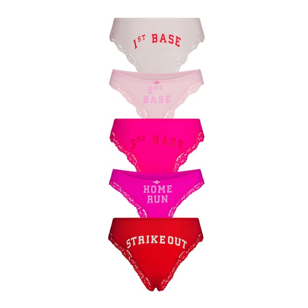 FITS EVERYBODY THONG AND BIKINI 5-PACK | HOME RUN MULTI FLAT ON A WHITE BACKGROUND | FLT