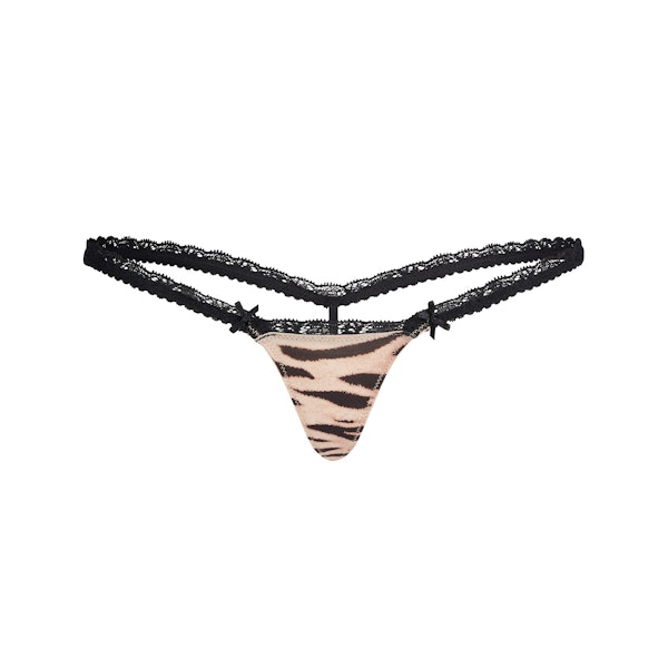 FITS EVERYBODY LACE MICRO THONG | SAND TIGER PRINT FLAT ON A WHITE BACKGROUND | FLT