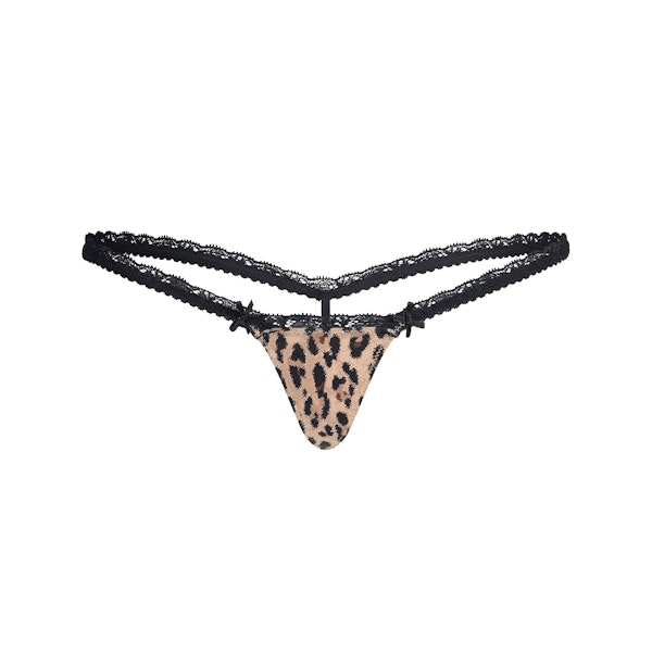 FITS EVERYBODY LACE MICRO THONG | SIENNA JAGUAR PRINT FLAT ON A WHITE BACKGROUND | FLT