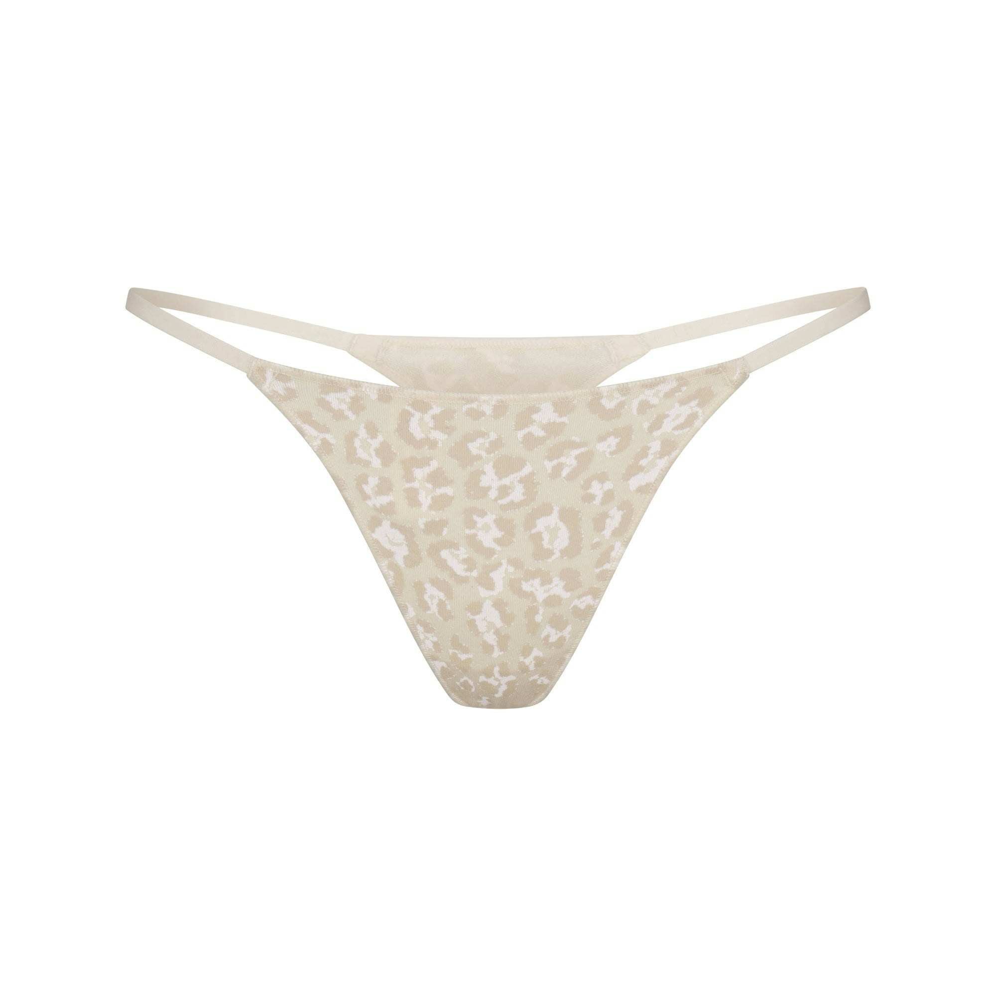 LIGHTWEIGHT COTTON STRING THONG | DELTA LEOPARD FLAT ON A WHITE BACKGROUND | FLT