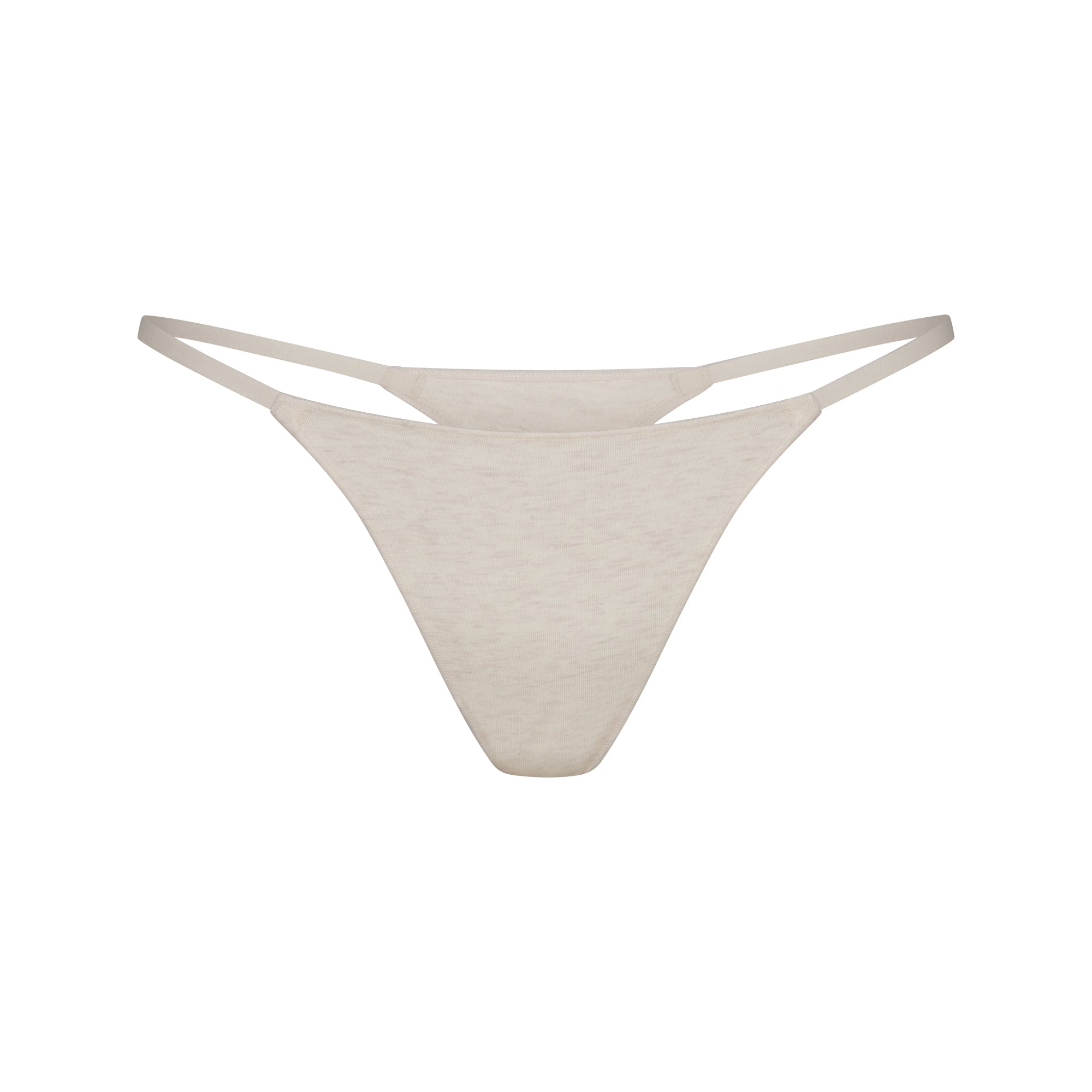 LIGHTWEIGHT COTTON STRING THONG | OATMEAL HEATHER FLAT ON A WHITE BACKGROUND | FLT