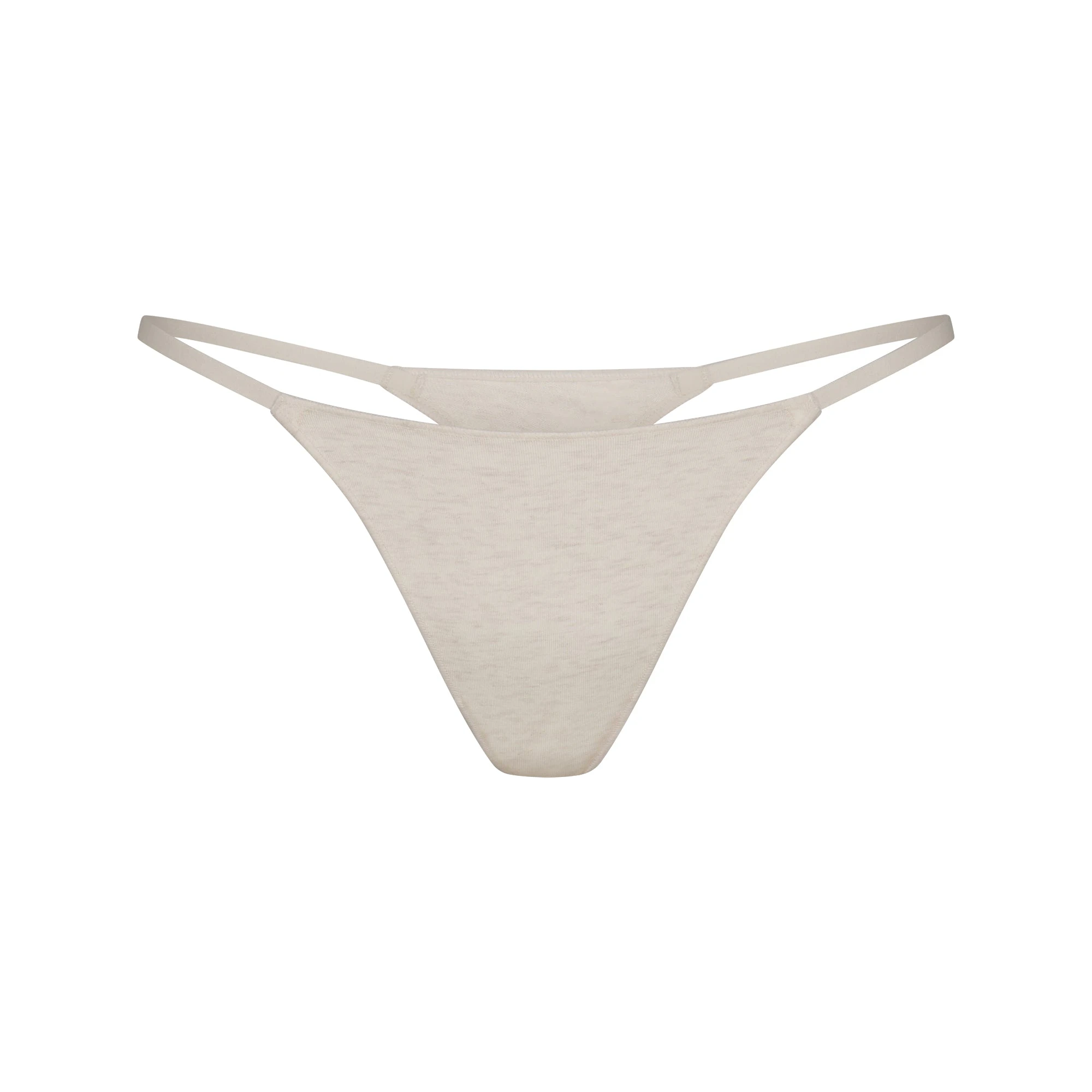 LIGHTWEIGHT COTTON STRING THONG | OATMEAL HEATHER FLAT ON A WHITE BACKGROUND | FLT