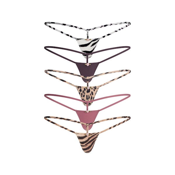 FITS EVERYBODY MICRO THONG 5-PACK | PHOENIX ANIMAL MULTI FLAT ON A WHITE BACKGROUND | FLT  @ | FOCUS: 0.0, 1.0, 0.9