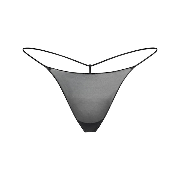 ULTRA FINE MESH STRING THONG | OBSIDIAN FLAT ON A WHITE BACKGROUND | FLT