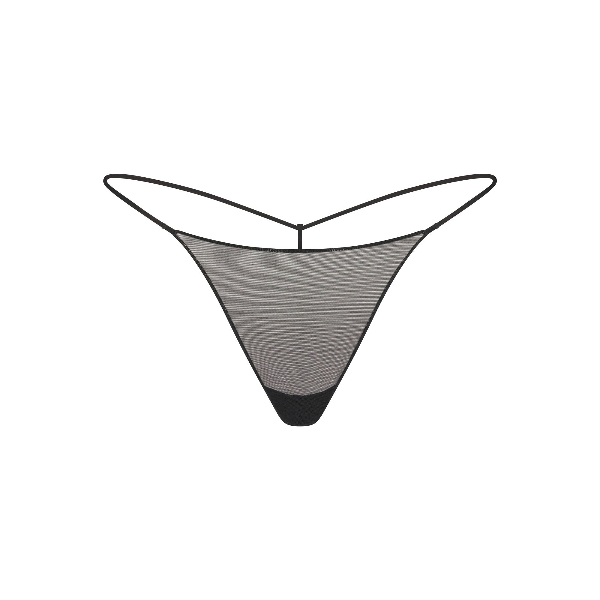 ULTRA FINE MESH STRING THONG | OBSIDIAN FLAT ON A WHITE BACKGROUND | FLT