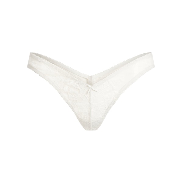 ULTRA FINE LACE BUTTERFLY THONG | MARBLE FLAT ON A WHITE BACKGROUND | FLT