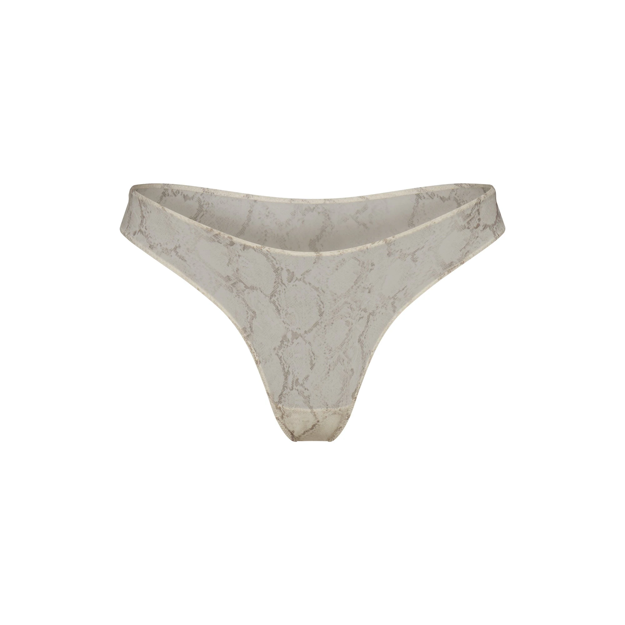 MILKY SHEER THONG | STONE PASTEL SNAKE PRINT FLAT ON A WHITE BACKGROUND | FLT