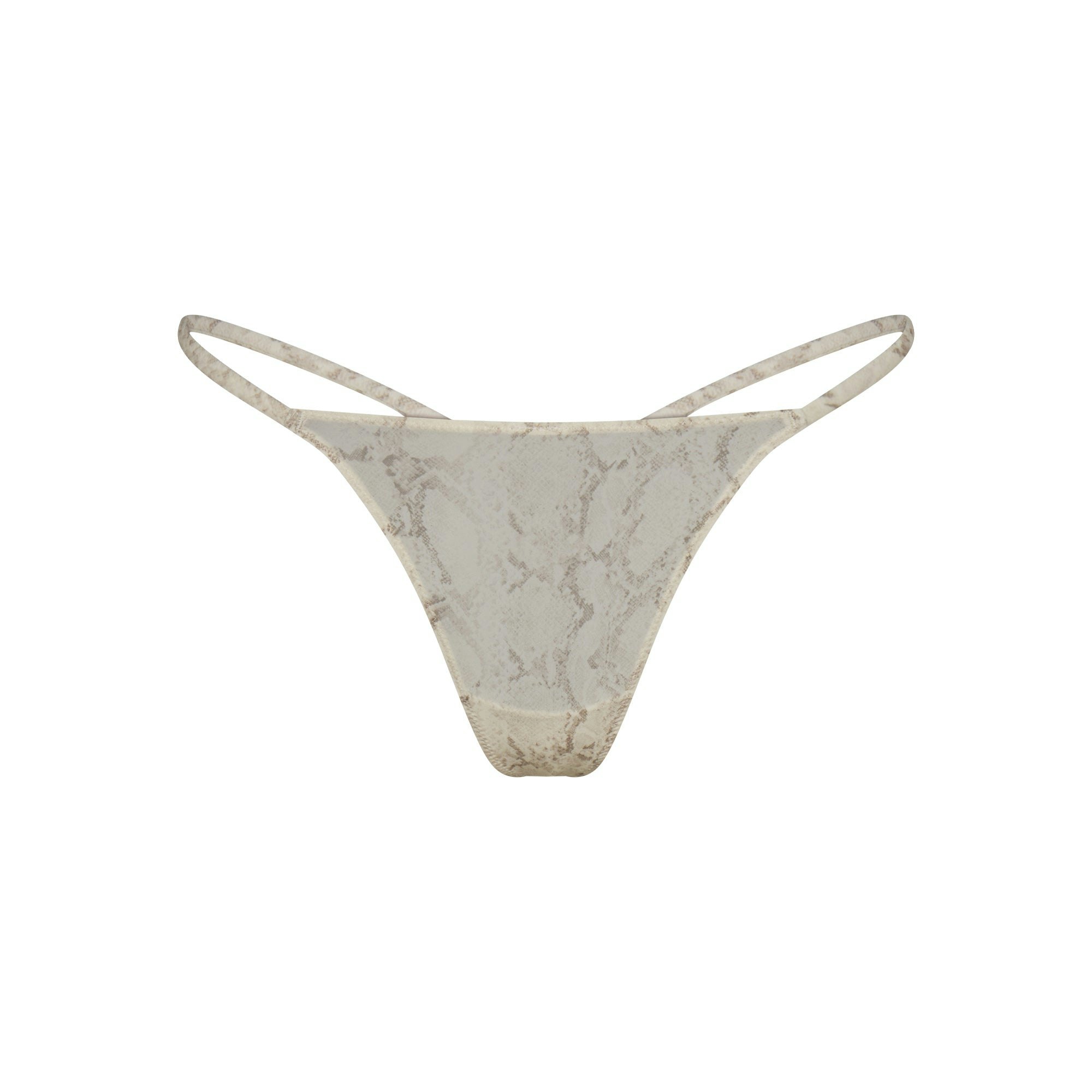 MILKY SHEER STRING THONG | STONE PASTEL SNAKE PRINT FLAT ON A WHITE BACKGROUND | FLT
