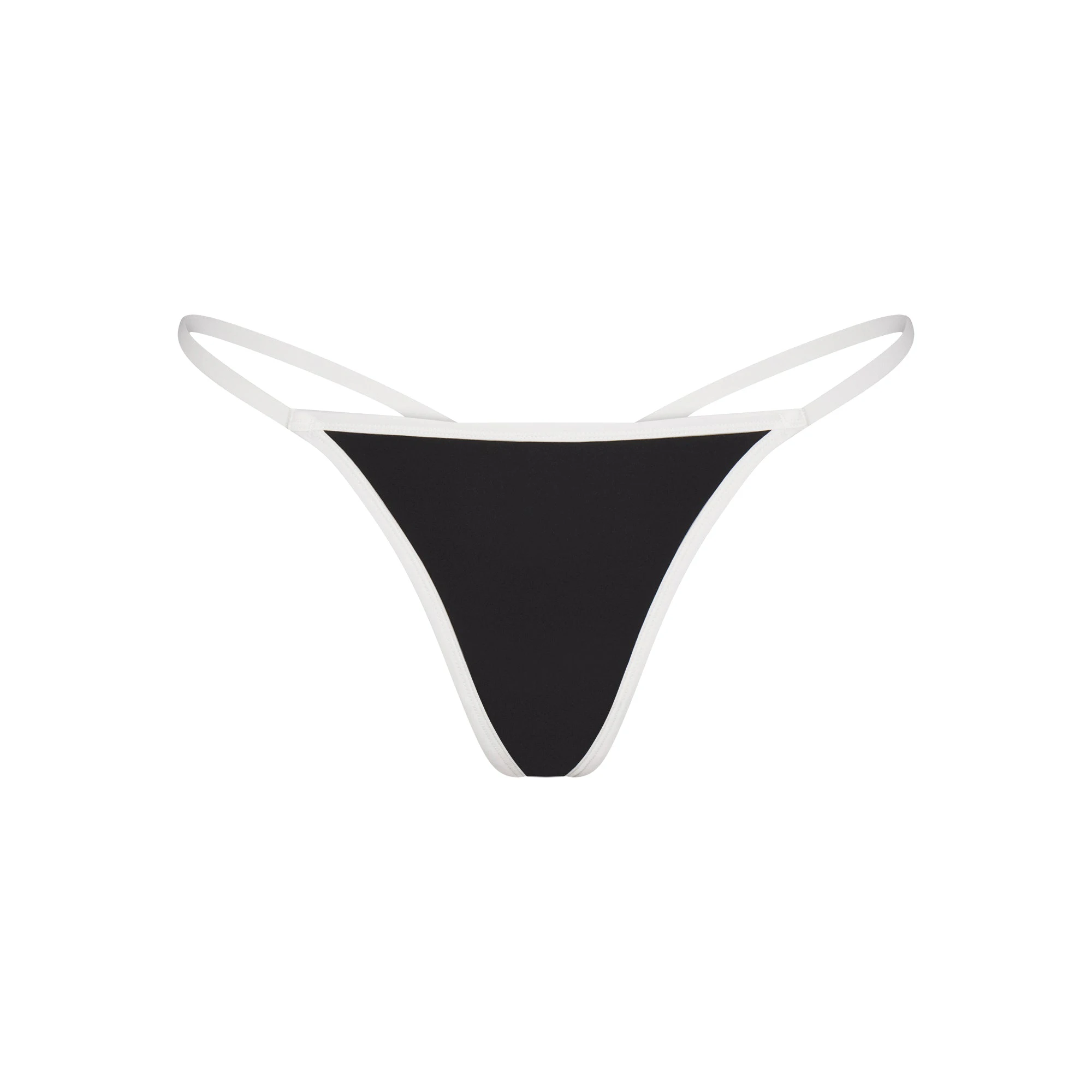 FITS EVERYBODY CONTRAST TRIM STRING THONG | ONYX (THONGS, PANTIES) FLAT ON A WHITE BACKGROUND