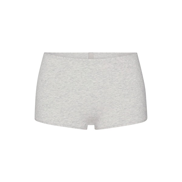 EVERYDAY COTTON BOY SHORT | LIGHT HEATHER GREY FLAT ON A WHITE BACKGROUND | FLT
