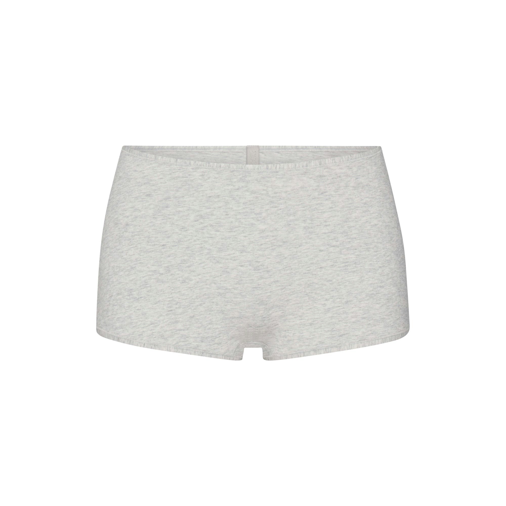 EVERYDAY COTTON BOY SHORT | LIGHT HEATHER GREY FLAT ON A WHITE BACKGROUND | FLT