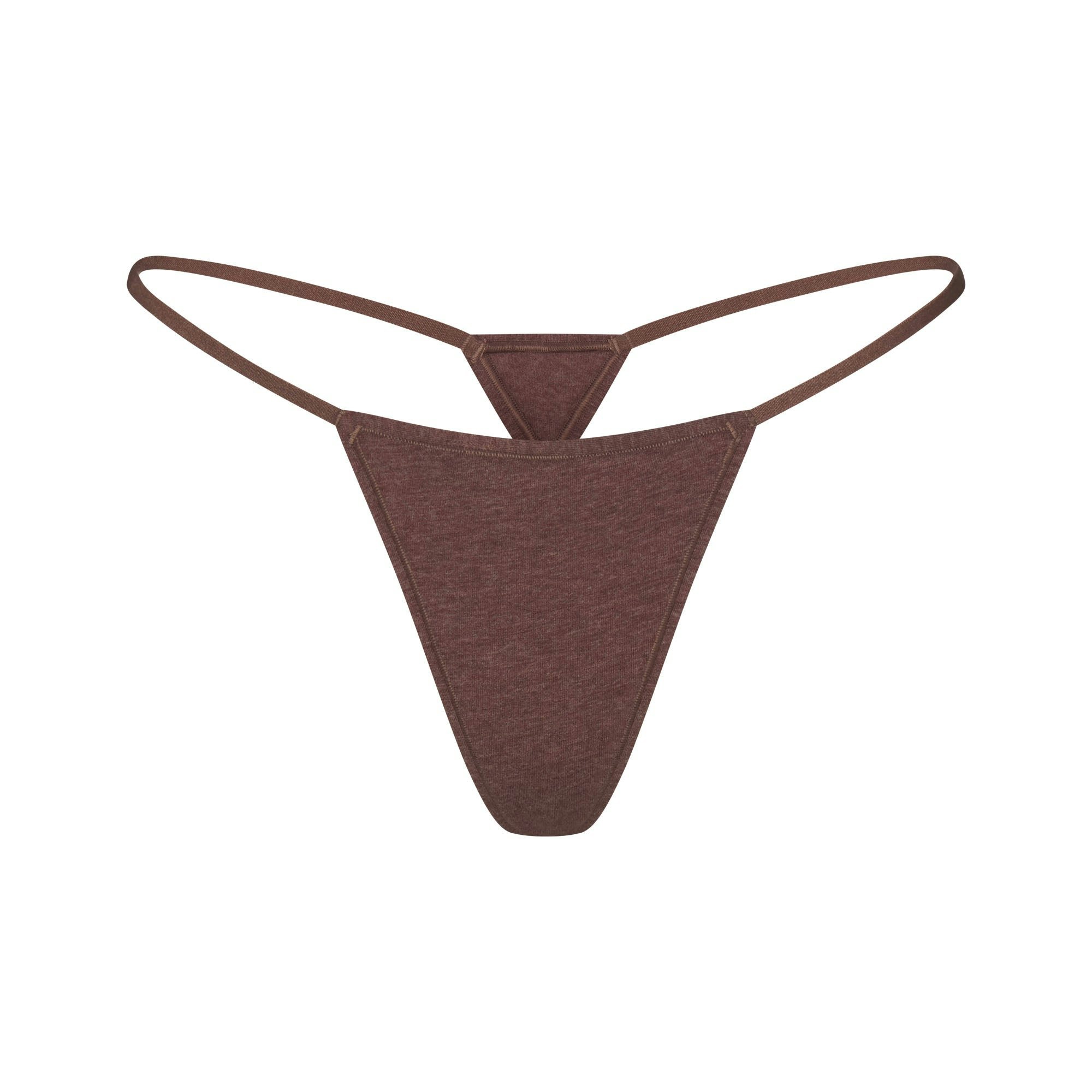 EVERYDAY COTTON STRING THONG | COCOA HEATHER FLAT ON A WHITE BACKGROUND | FLT