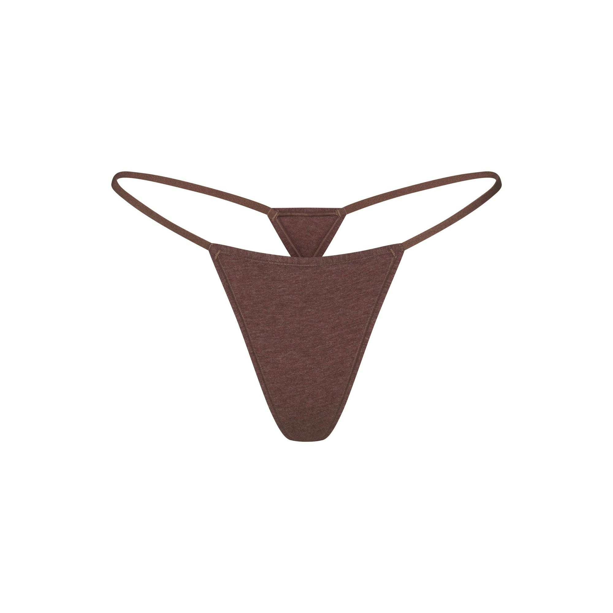 EVERYDAY COTTON STRING THONG | COCOA HEATHER FLAT ON A WHITE BACKGROUND | FLT