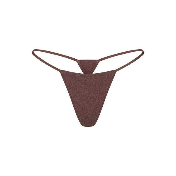 EVERYDAY COTTON STRING THONG | COCOA HEATHER FLAT ON A WHITE BACKGROUND | FLT