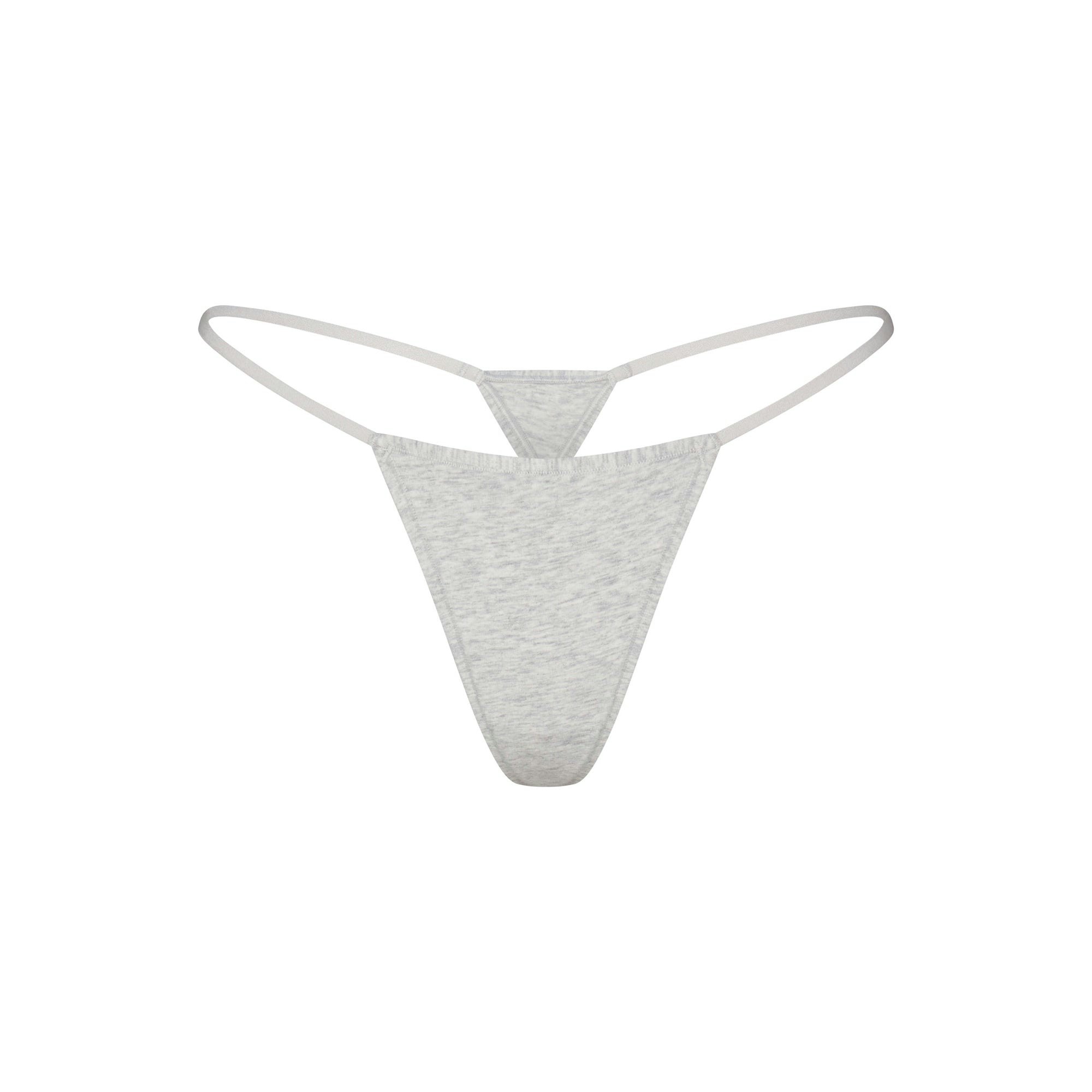 EVERYDAY COTTON STRING THONG | LIGHT HEATHER GREY FLAT ON A WHITE BACKGROUND | FLT