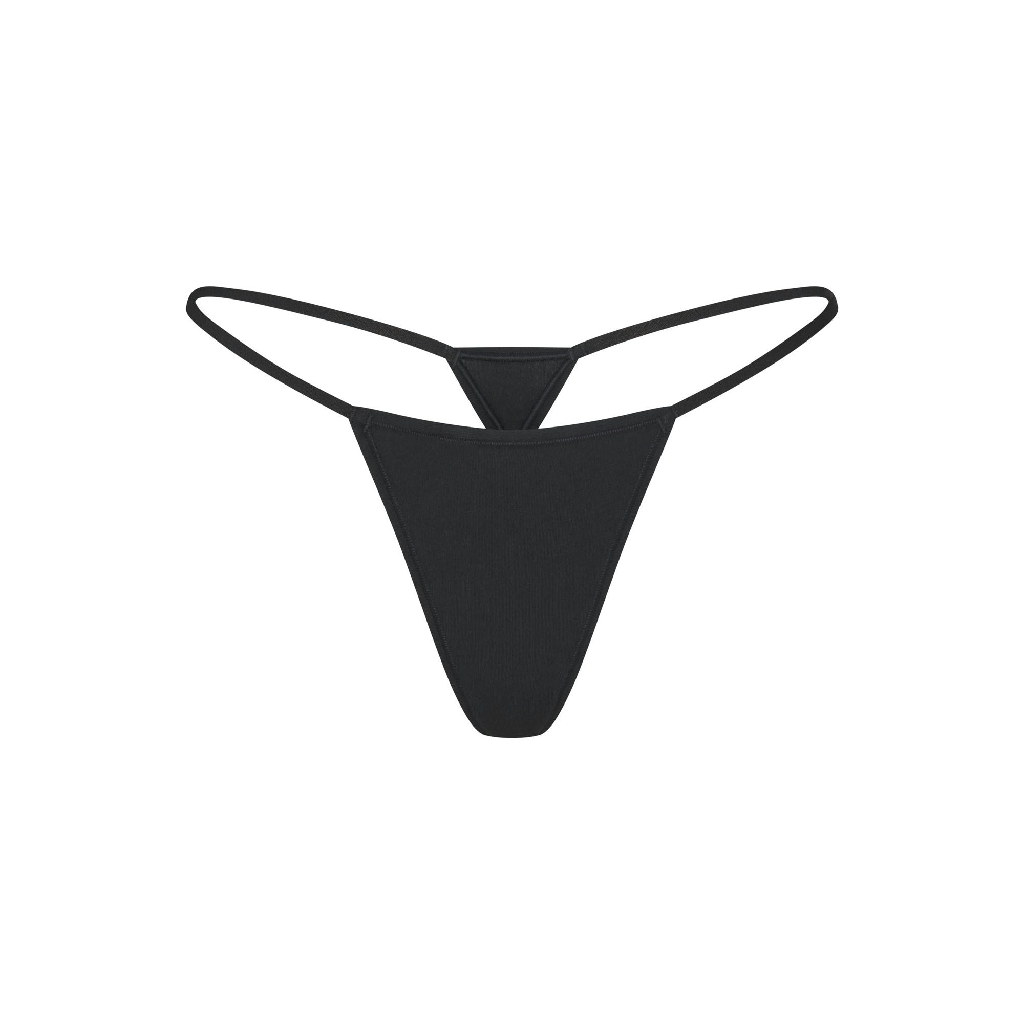 EVERYDAY COTTON STRING THONG | ONYX FLAT ON A WHITE BACKGROUND | FLT