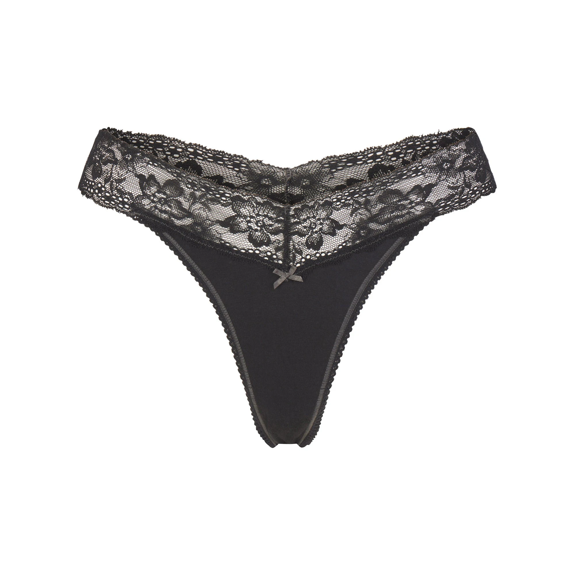 LIGHTWEIGHT COTTON WIDE LACE THONG | SOOT TONAL FLAT ON A WHITE BACKGROUND | FLT