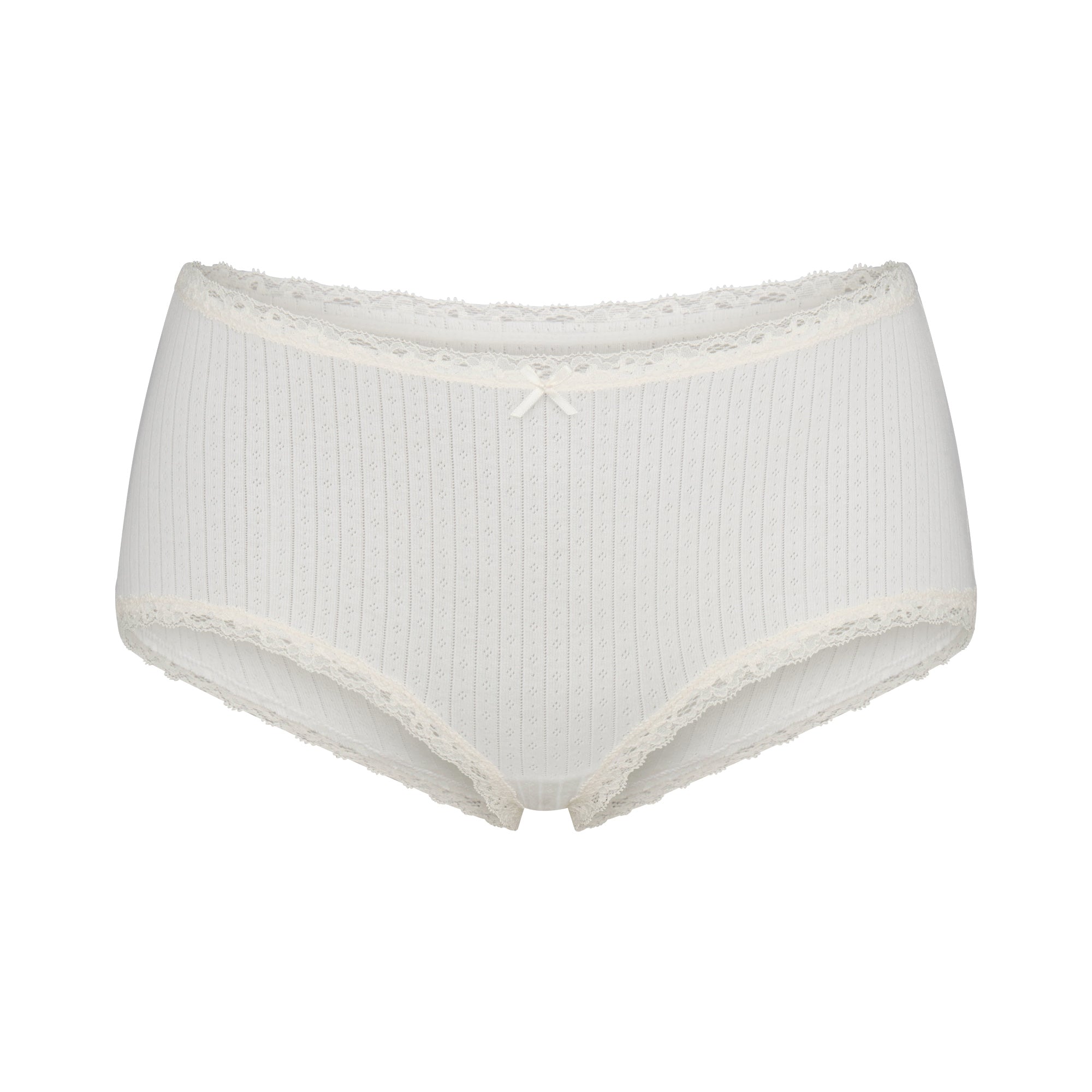 LIGHTWEIGHT COTTON POINTELLE LACE BOY SHORT | MARBLE TONAL FLAT ON A WHITE BACKGROUND | FLT